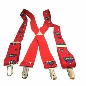 HOT AIR Balloon Suspenders Unisex Elastic Adjustable with Silver Hardware